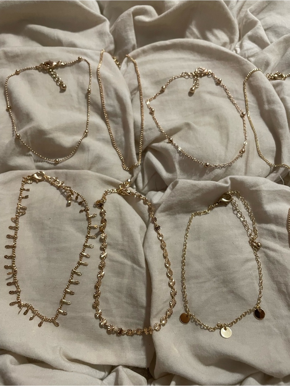 Free People Gold-Tone Multi-Style Anklet Stack View 2
